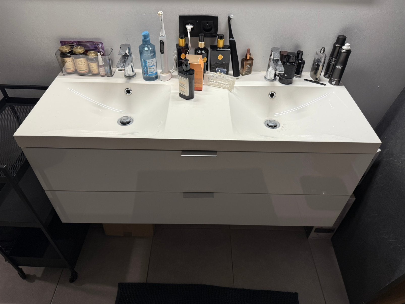 Meuble de salle de bain double vasque avec 2 tiroirs, Huis en Inrichting, Ophalen, Zo goed als nieuw