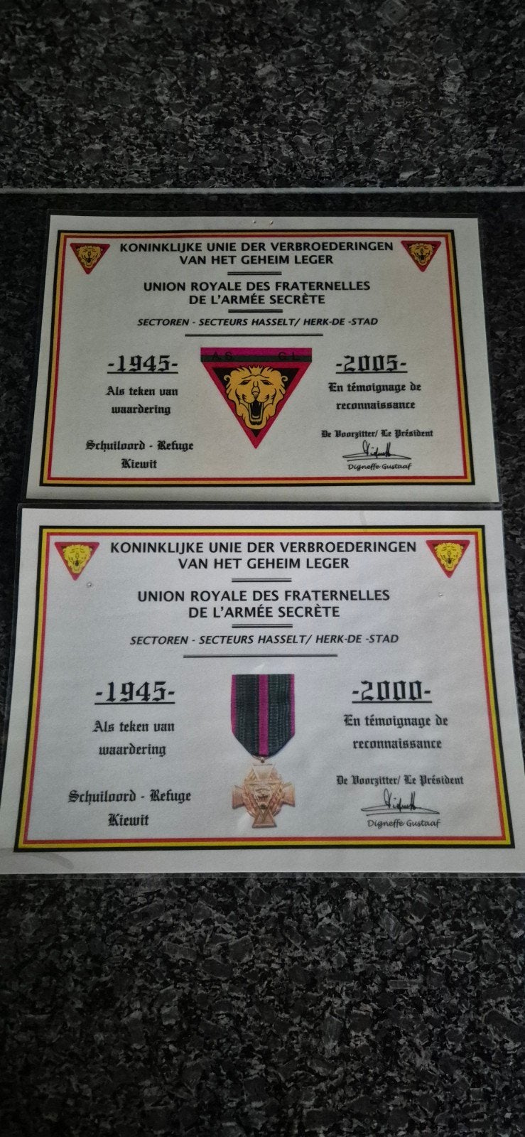 Herdenkings oorkondes, Ophalen of Verzenden