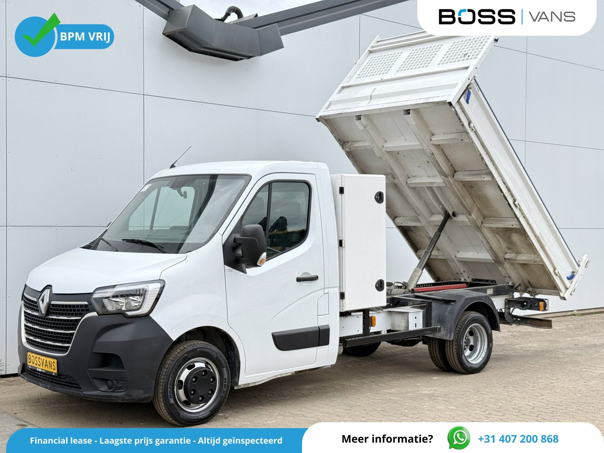 Renault Master 2.3 DCI 130PK Kipper Dubbellucht Kist 3,5t Tr, Auto's, Voorwielaandrijving, Stof, Gebruikt, Zwart