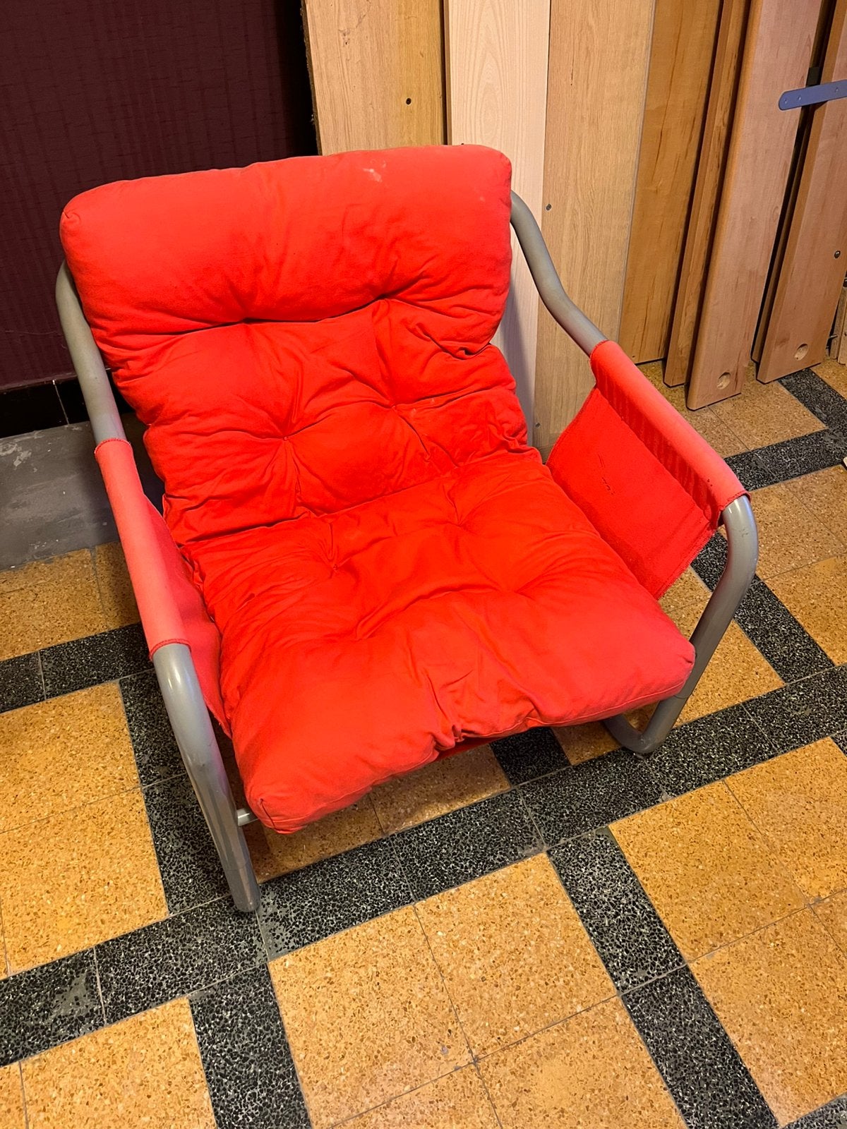Rode zetel (enkel ophallng), Huis en Inrichting, Ophalen, Gebruikt, Eenpersoons