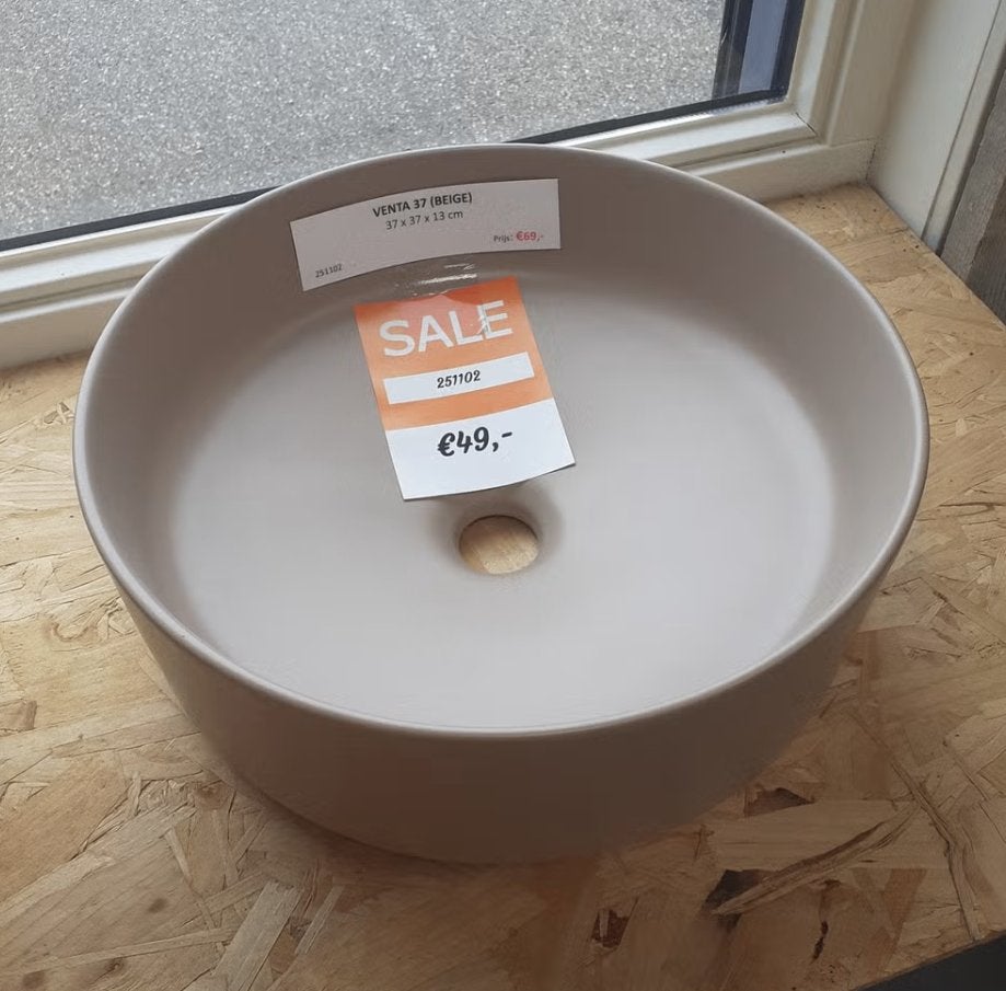 KORTING! Waskom, beige, rond, strakke uitvoering, Venta 37, Ophalen of Verzenden, Nieuw, Beige