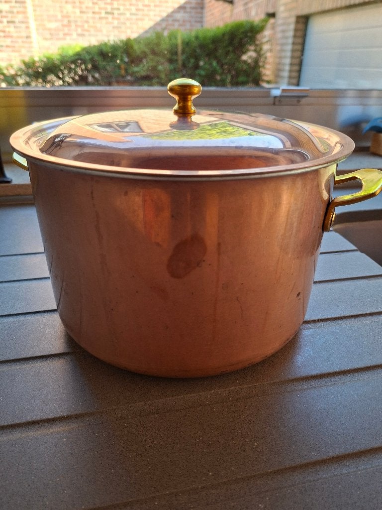 Pot à soupe en cuivre, Maison & Meubles, Avec couvercle, Enlèvement, Casserole, Cuivre