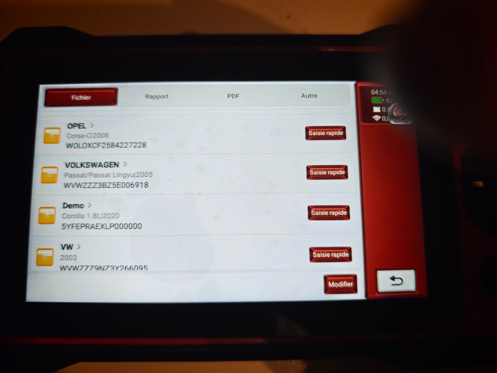 diagnostic auto toute marque, Enlèvement