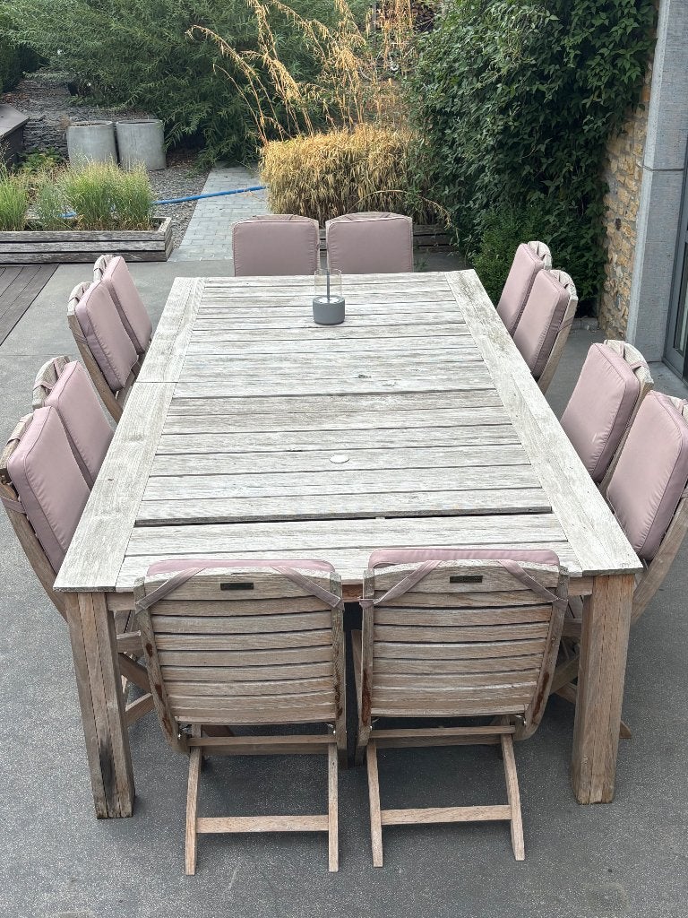 Meubles terrasse de jardin en Teck, Ophalen, Gebruikt, Meer dan 8 zitplaatsen, Teakhout