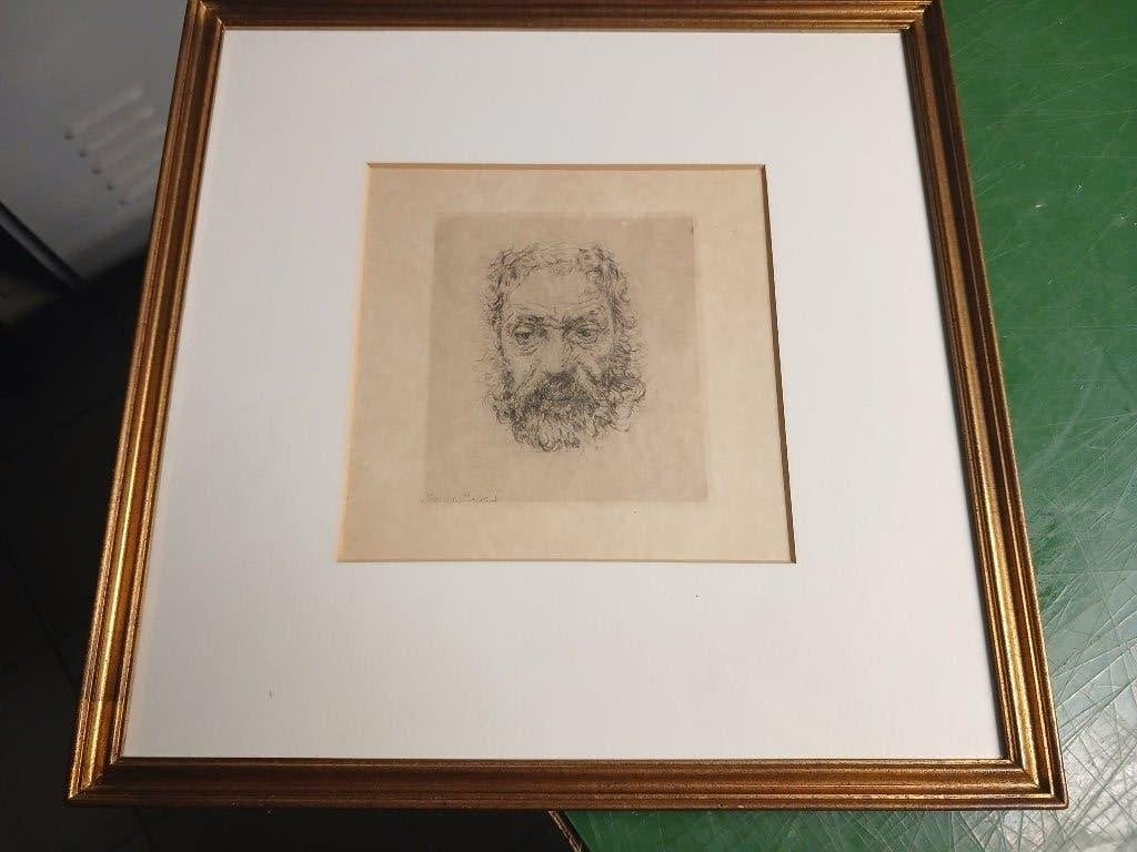 ets gesigneerd in plaat Charles Mertens, Enlèvement ou Envoi, Eau-forte, Encadré