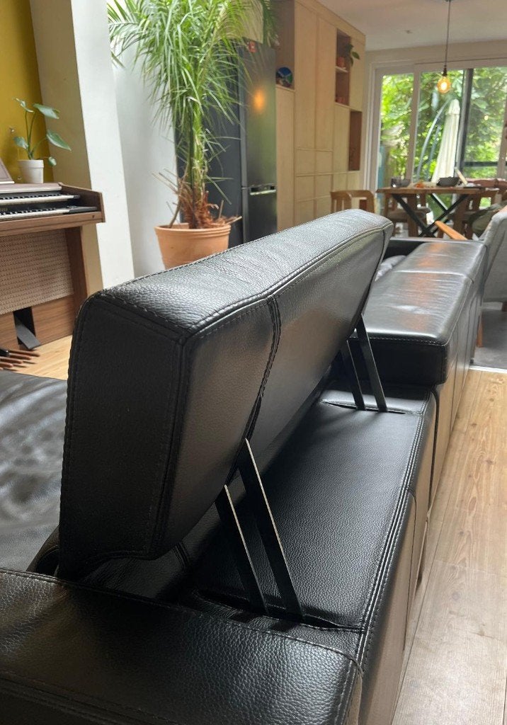 Cierre Italia zwart lederen salon | 2-delig, Ophalen, Gebruikt, Driepersoons, Leer