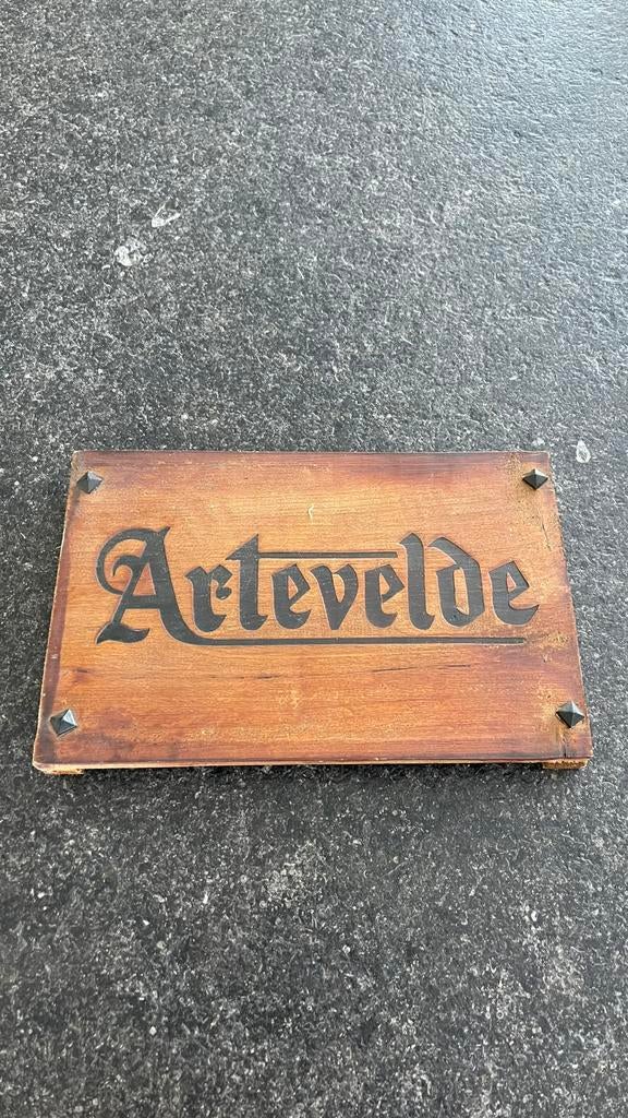 Reclame bord Artevelde bier in hout., Ophalen of Verzenden, Gebruikt, Reclamebord, Plaat of Schild