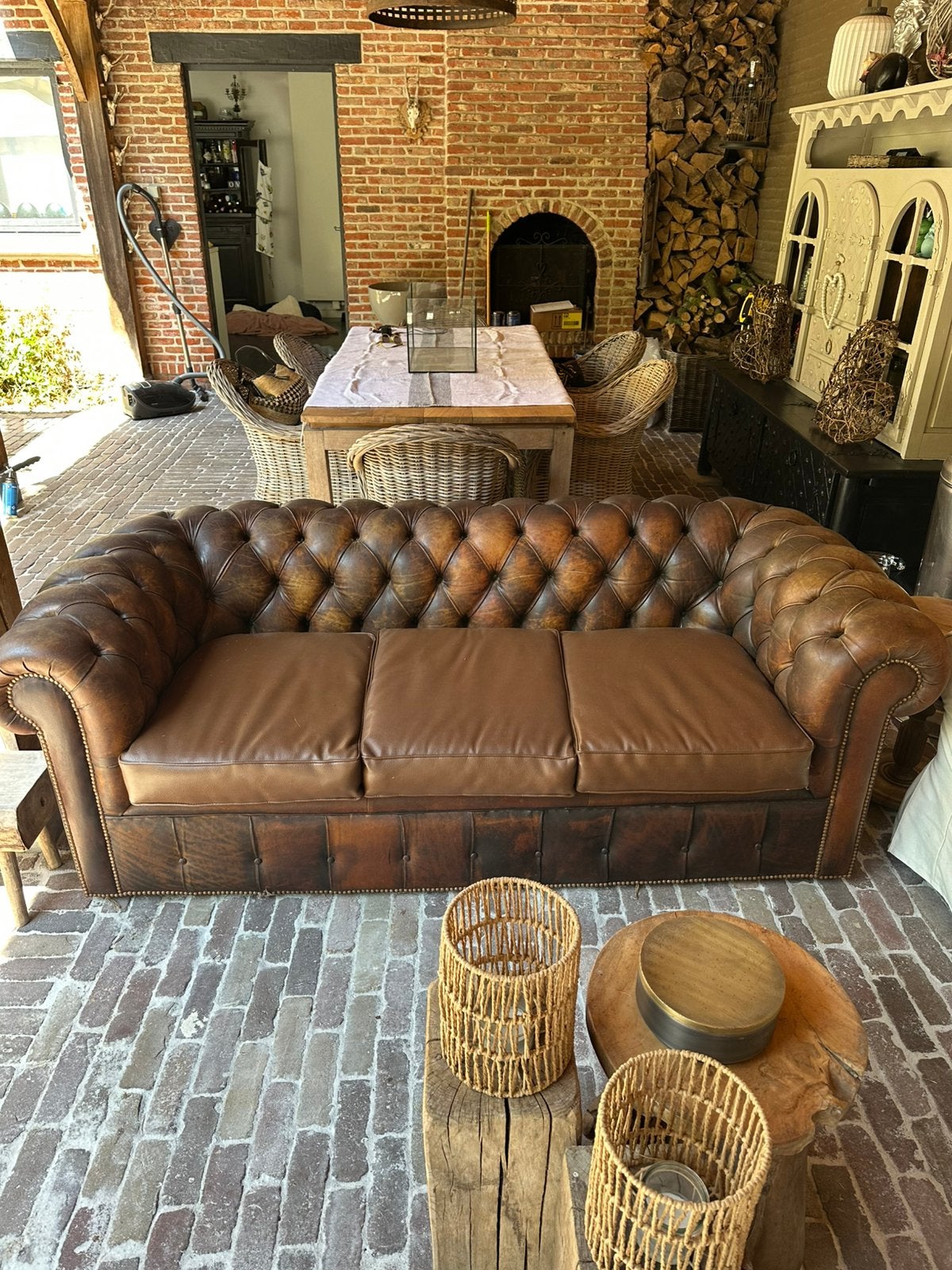 Driezit chesterfield gratis, Ophalen, Gebruikt