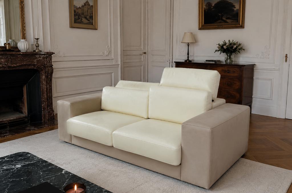Canapés en cuir (italien), Maison & Meubles, Enlèvement, Comme neuf, Cuir
