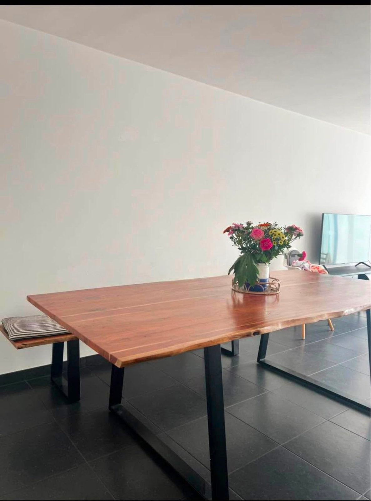 Massieve eiken tafel 240cm- 6/8 personen, Huis en Inrichting, Ophalen, Gebruikt, 100 tot 150 cm, Eikenhout