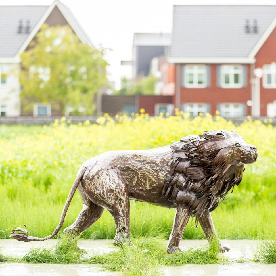 Metalen Leeuw, Overige onderwerpen, Meer dan 2 meter, Ophalen of Verzenden, Handgemaakt