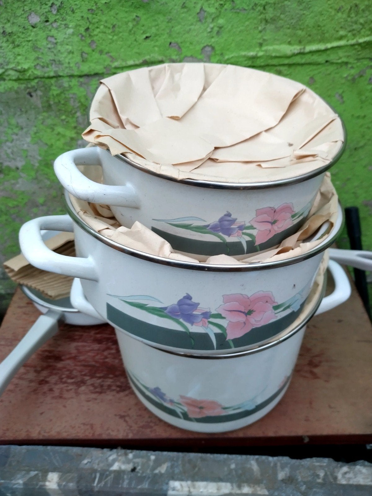 Nieuwe Vintage Emaille Pannenset – Jaren 70/80 Retro (Ongebr, Huis en Inrichting, Ophalen of Verzenden