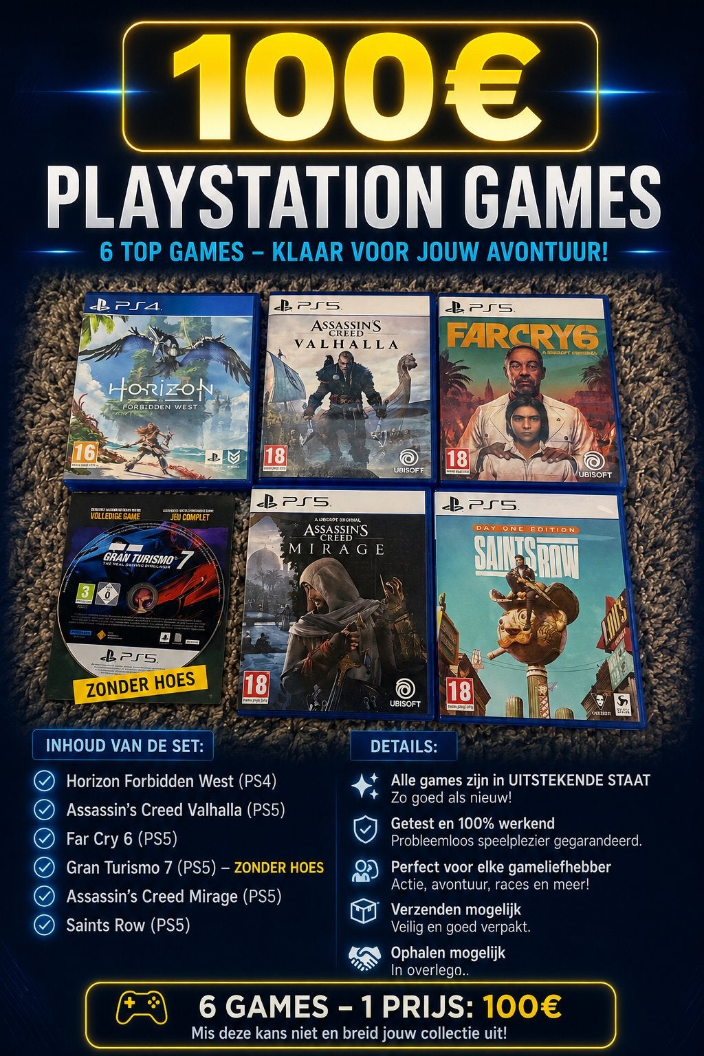 Gamepakket  PS5 | 6 Games | €100 Totaalprijs, Games en Spelcomputers, Games | Sony PlayStation 5, Ophalen, Zo goed als nieuw
