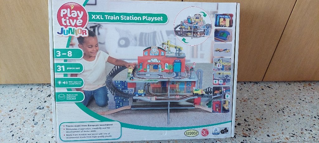Houten speelgoed treinset, Kinderen en Baby's, Ophalen, Zo goed als nieuw, Rij- of Hobbelspeelgoed