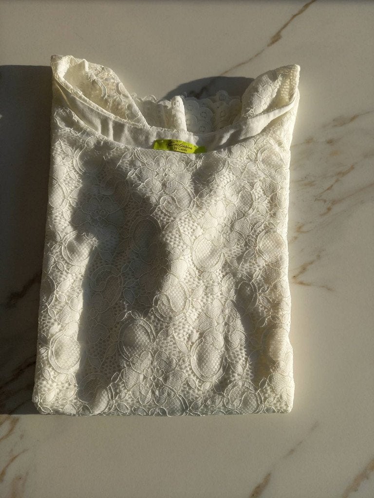 Witte kanten blouse Cassis, Ophalen, Cassis Collection, Wit, Maat 42/44 (L)