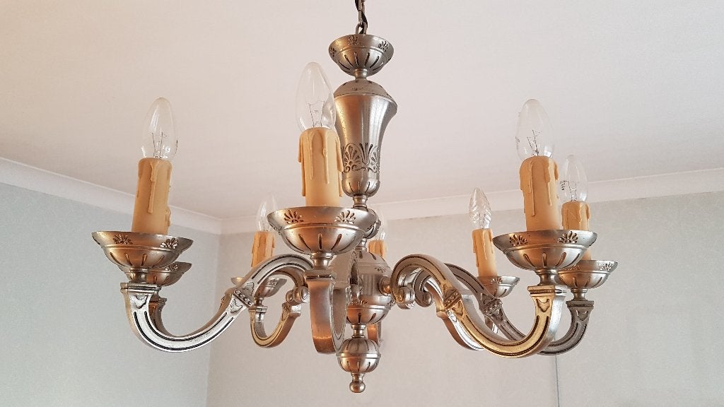 Prachtige oude zware solide sierlijke vintage luster, Antiek en Kunst, Ophalen