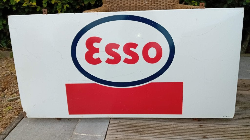 groot emaille reclamebord ESSO, Ophalen, Zo goed als nieuw, Reclamebord