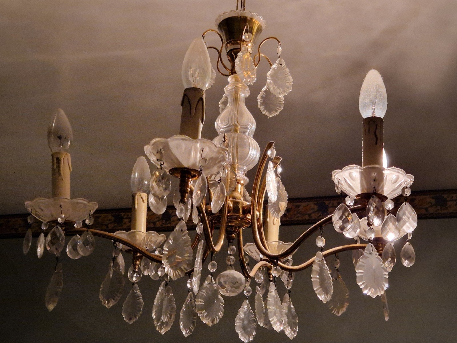 Vintage kroonluchter/hanglamp  6-lichts, Enlèvement