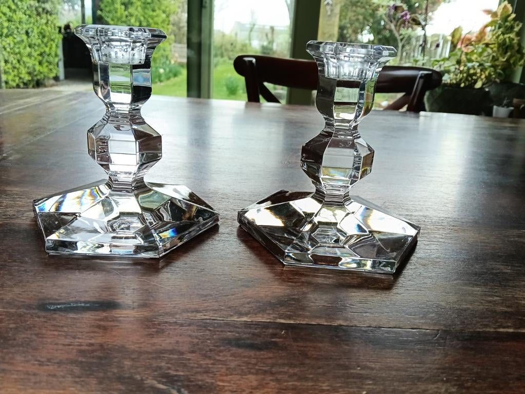 2 kristallen kandelaars Val Saint Lambert., Antiek en Kunst, Ophalen of Verzenden
