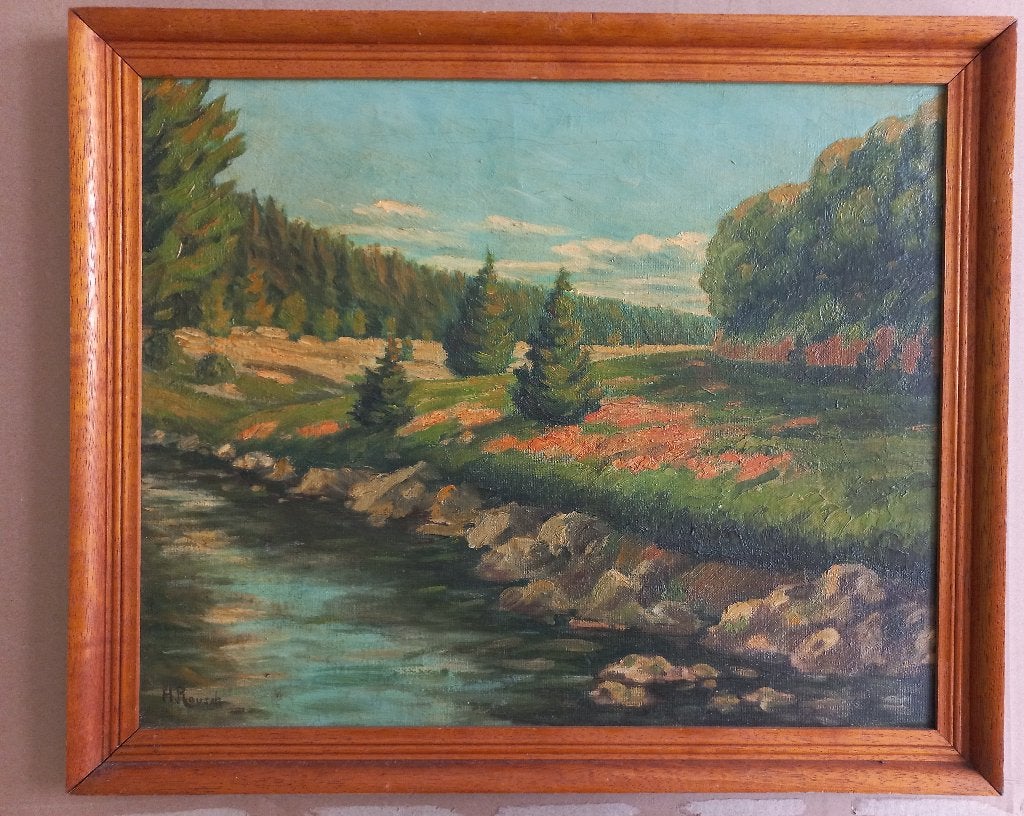 Landschap An der Hill bij Eupen 1944 H. Rausch gesigneerd, Ophalen of Verzenden, Gesigneerd, Landschap, Doek