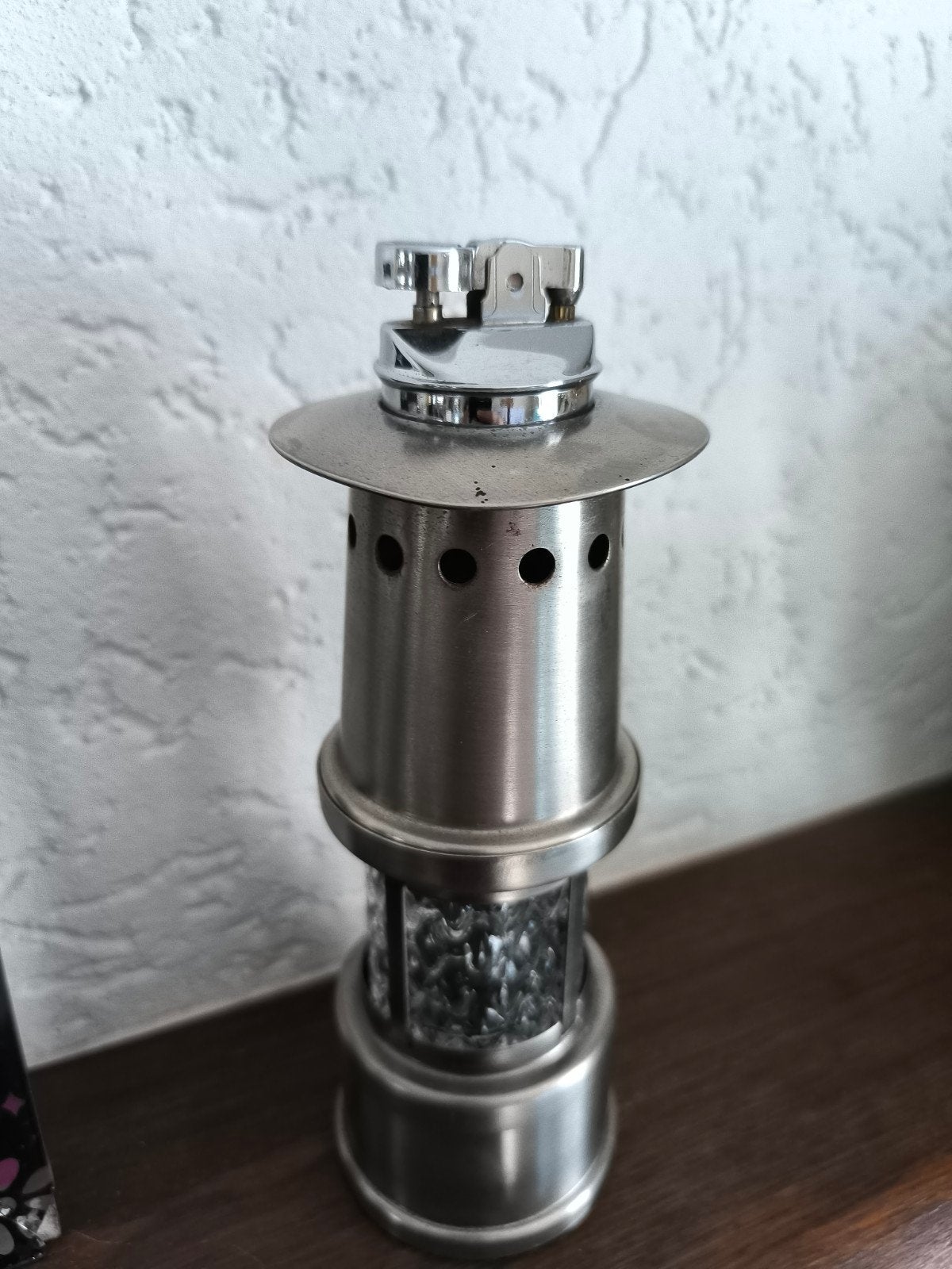 Vintage aansteker in de vorm van een mijnwerkerslamp — metaa, Ophalen of Verzenden