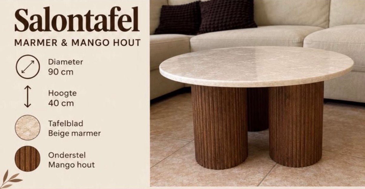 Ronde marmeren salontafel, Ophalen of Verzenden