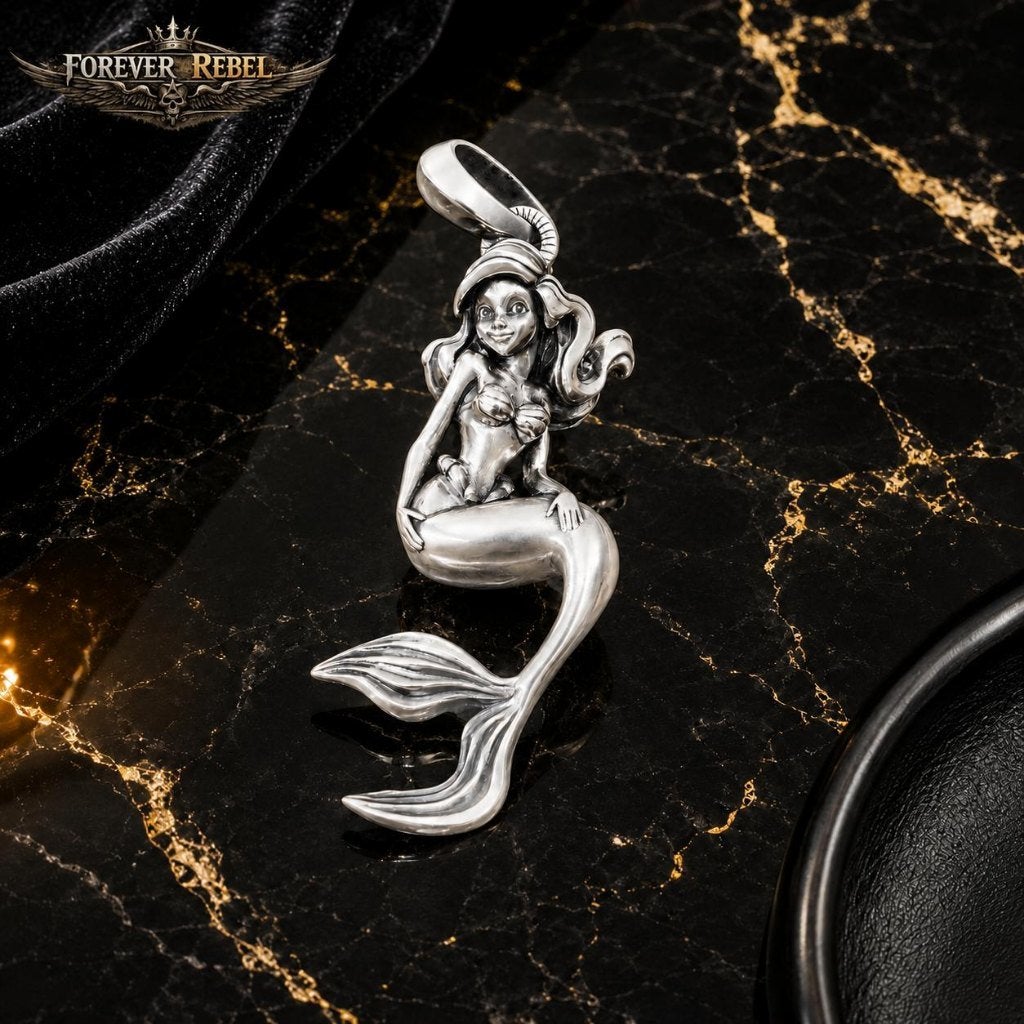 The Little Trouble Mermaid - 925 Zilver, Bijoux, Sacs & Beauté, Pendentifs, Neuf, Autres représentations, Argent, Argent