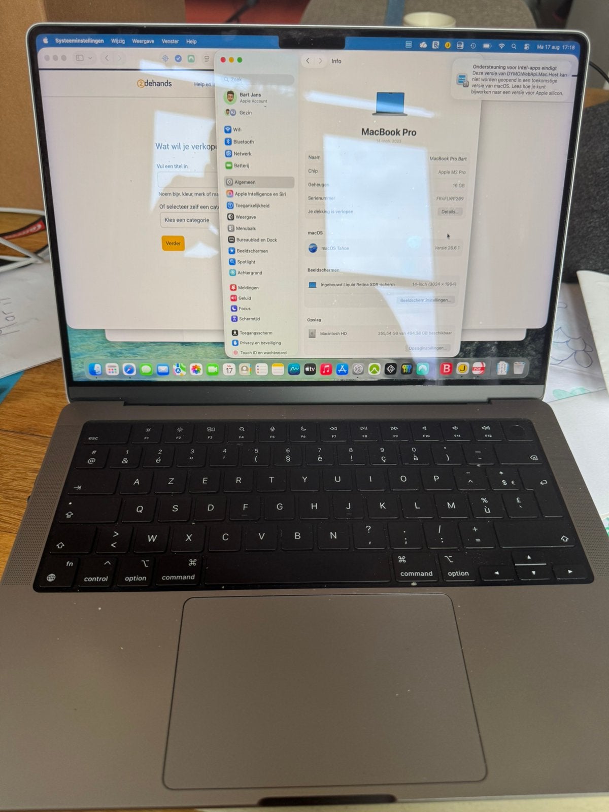 MacBook Pro 14 M2 - 16 GB - 512HD in absolute nieuwstaat, Overige groottes, 512 GB, Zo goed als nieuw, Azerty