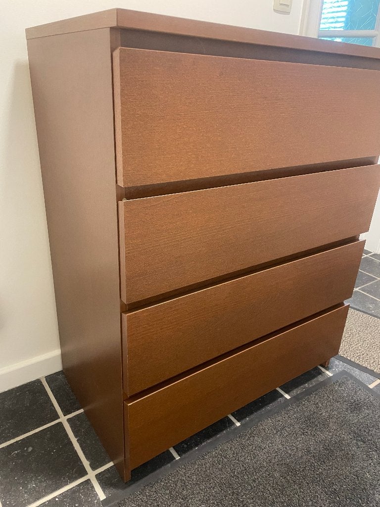 IKEA MALM ladekast – 4 lades – bruin – 80 x 100 cm, Ophalen, 100 tot 150 cm, 50 tot 100 cm, Zo goed als nieuw