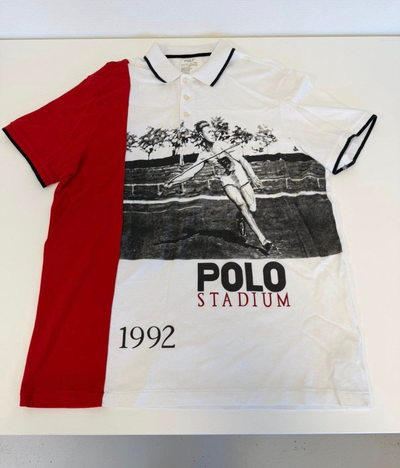 Polo Ralph Lauren Stadium 1992 Javelin Polo L, rare, neuf, Enlèvement ou Envoi, Neuf, Taille 52/54 (L), Blanc