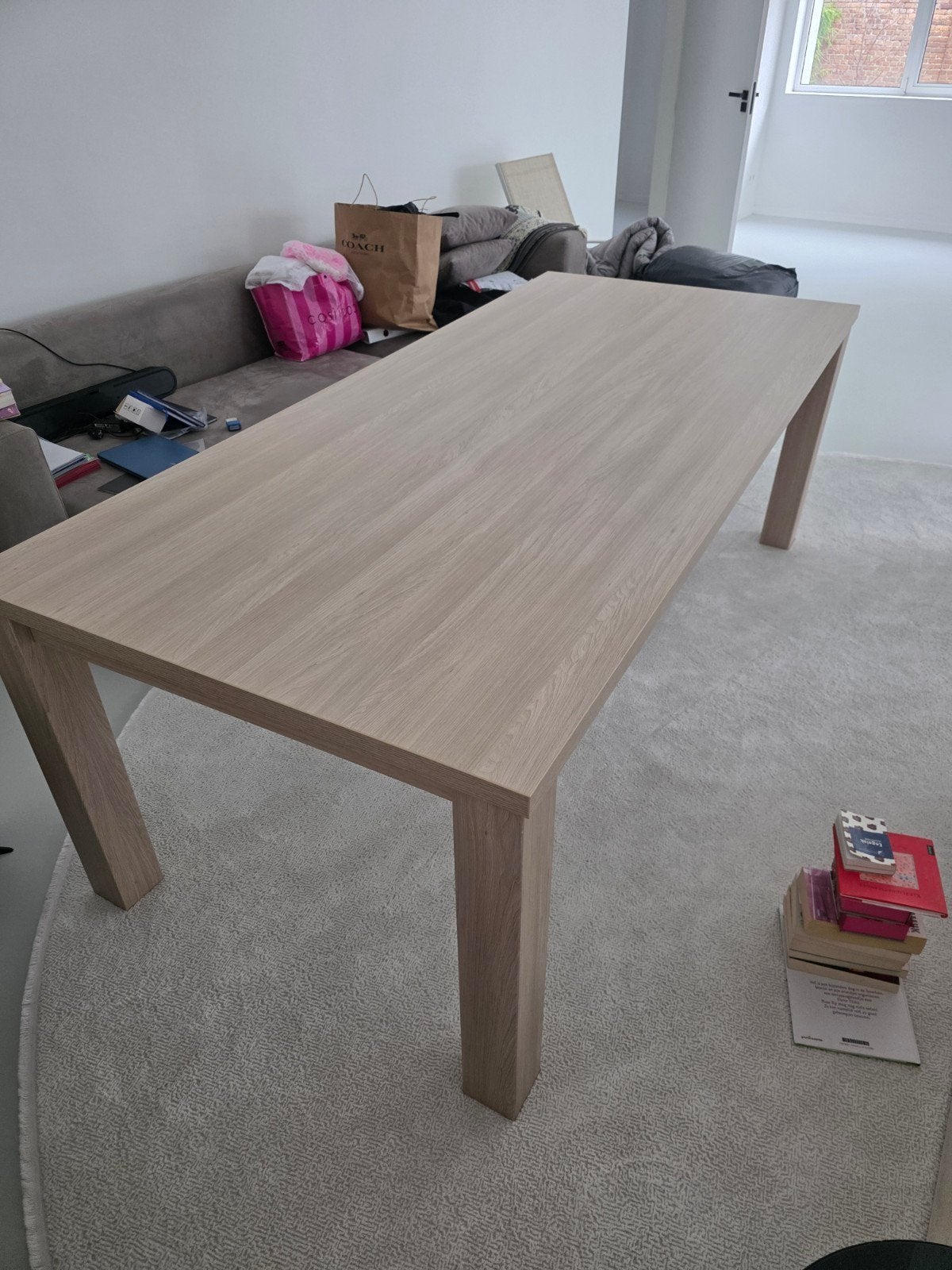 Grote houten eettafel (226 x 102 cm), Ophalen, 100 tot 150 cm, 200 cm of meer, Zo goed als nieuw