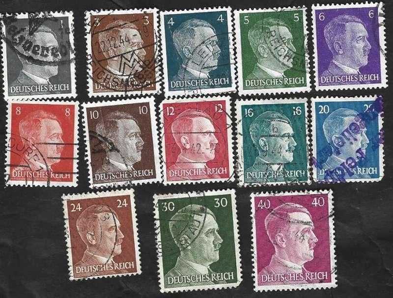 13 Postzegels Duitse Rijk 1941 Adolf Hitler, Enlèvement ou Envoi, Autres périodes, Affranchi