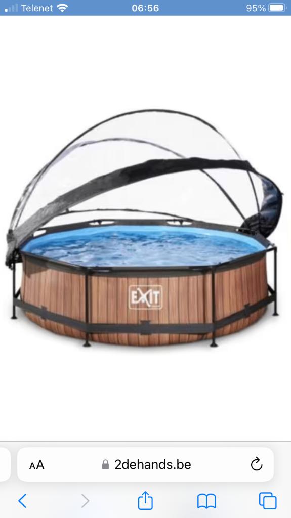 Zwembad Exit wood met overkapping & toebehoren, Tuin en Terras, Zwembaden, Ophalen, Gebruikt, Rond, Opzetzwembad