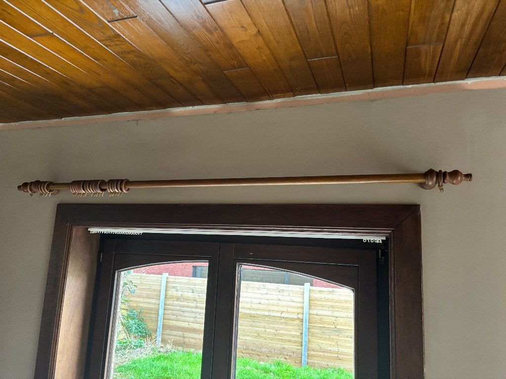 Vintage houten gordijnroedes, Ophalen, Hout, Zo goed als nieuw, Gordijn