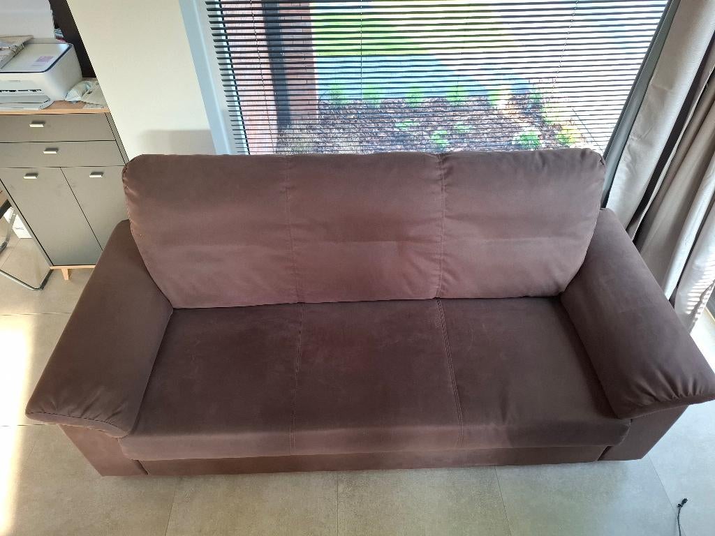 Nette bruine stoffen bank van Ikea, Huis en Inrichting, Zetels | Zetels, Ophalen, Gebruikt, Driepersoons, 75 tot 100 cm