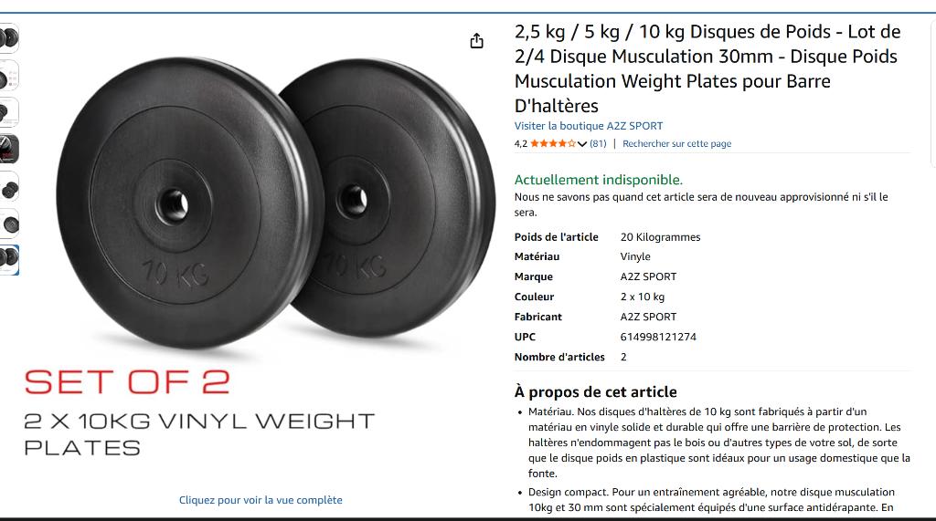 Pack disques et accessoires musculation, Sports & Fitness, Enlèvement, Utilisé, Set d’haltères