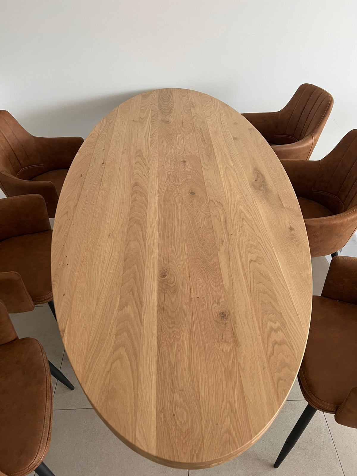 Massief eiken  eettafel – Smoked Oak, Huis en Inrichting, Tafels | Eettafels, Ophalen, Zo goed als nieuw, Ovaal