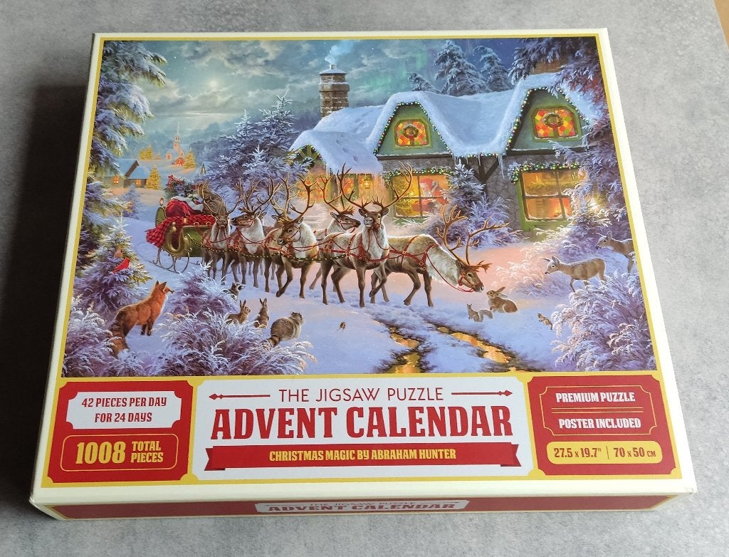 puzzel advent kerstmis 1008 stuks op 24 dagen, Ophalen of Verzenden, 500 t/m 1500 stukjes, Zo goed als nieuw, Legpuzzel