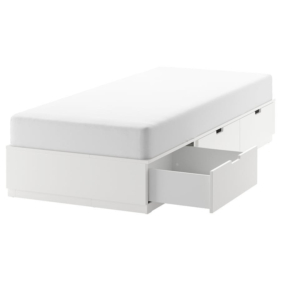 NORDLI
Bedframe met opbergruimte, wit, 90x200 cm, Huis en Inrichting, Slaapkamer | Bedden, Ophalen, Wit