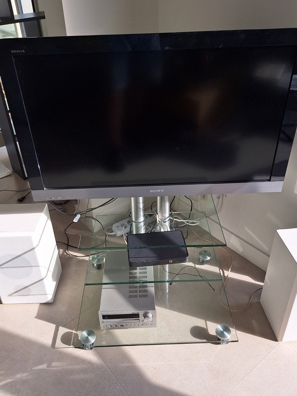 tv meubel glas / metaal, Ophalen, Gebruikt, 50 tot 100 cm, Glas