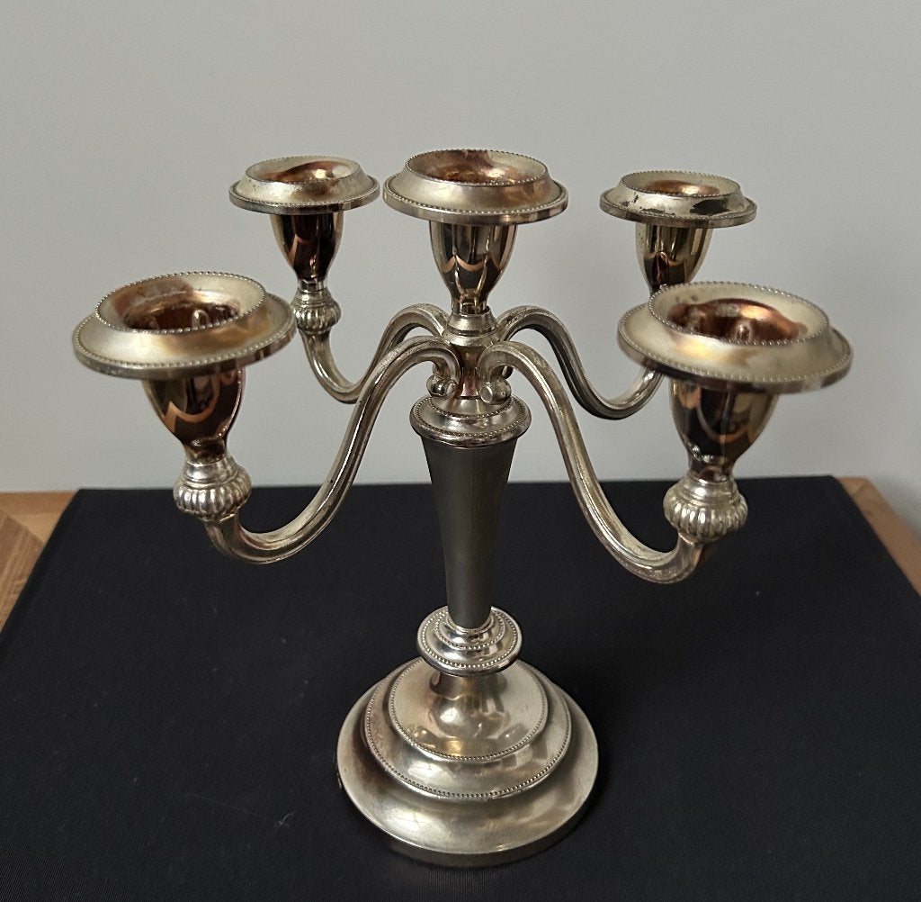 5 Koppige Verzilverde Kandelaar - Ianthe England, Antiek en Kunst, Ophalen of Verzenden, Zilver