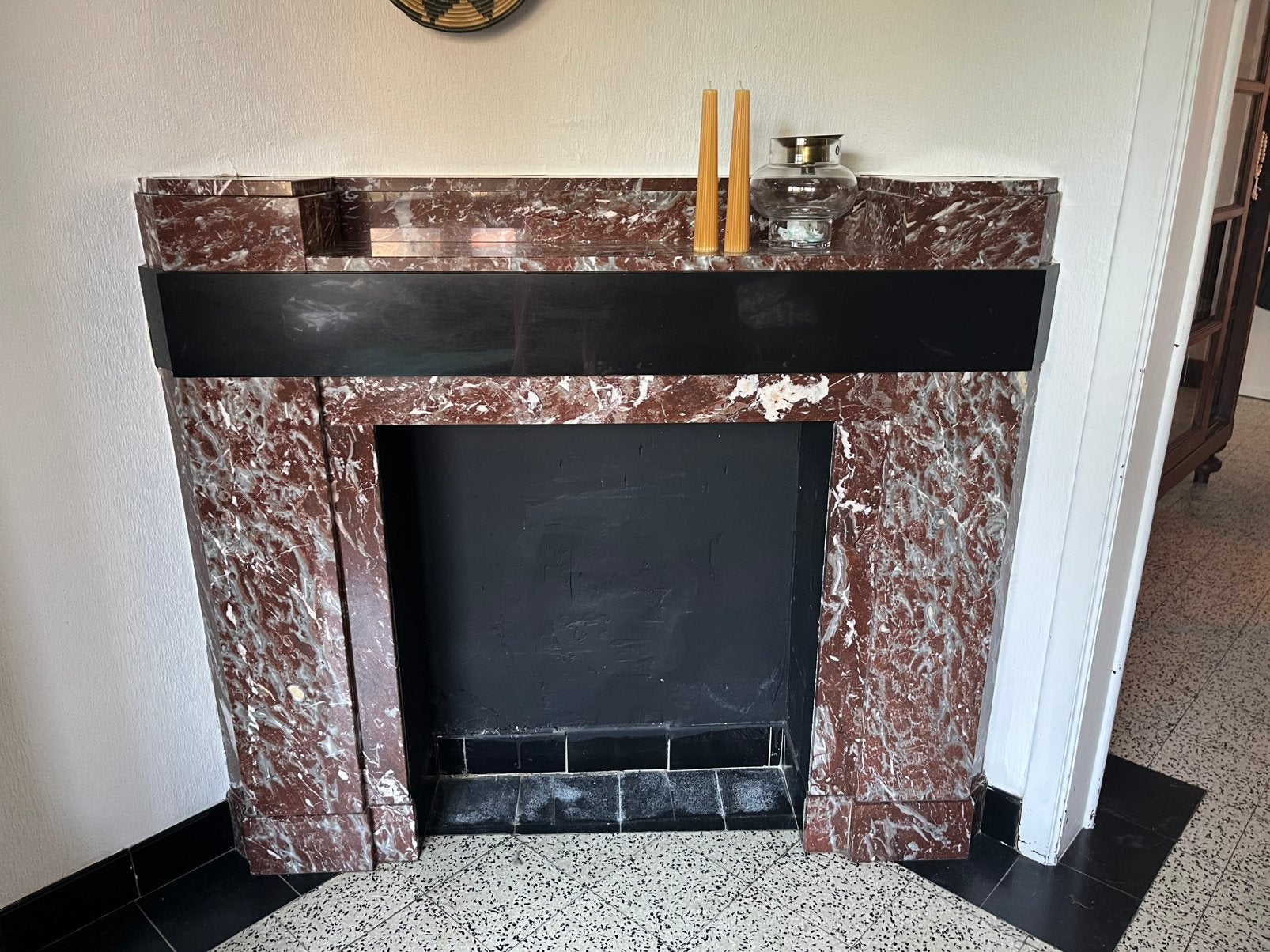 Marmeren schouw, Huis en Inrichting, Ophalen, Zo goed als nieuw, Inbouwhaard, Houthaard