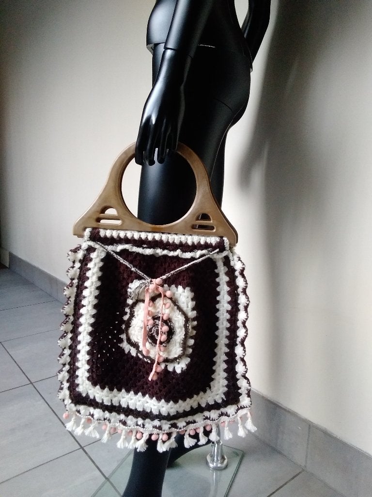 Gehaakte handtas Handmade, Handtassen en Accessoires, Tassen | Damestassen, Verzenden, Gebruikt, Handtas