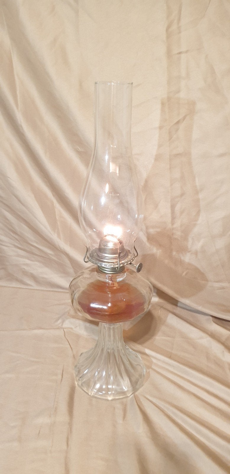 Nostalgische glazen olielamp / petroleumlamp, Antiek en Kunst, Ophalen