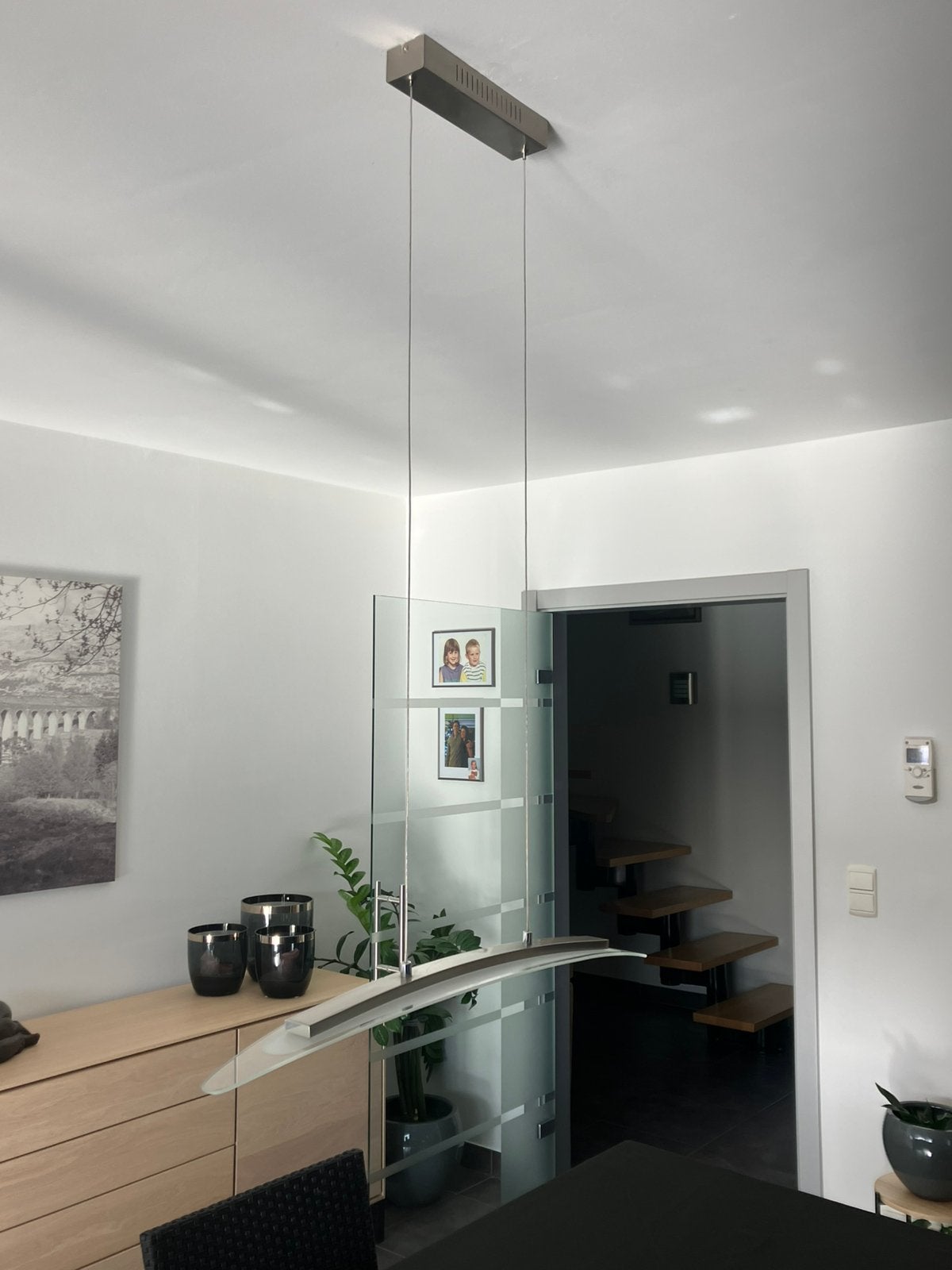 Moderne led hanglamp, Overige fittingen, Ophalen of Verzenden, Zo goed als nieuw, Glas