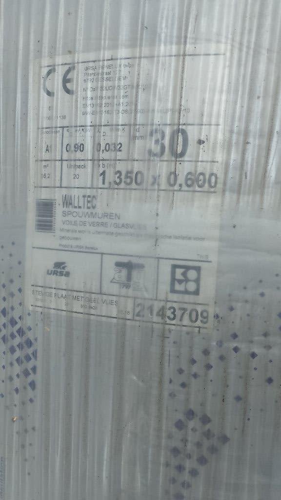 Isolatie Ursa Walltec 3cm dikte, Nieuw, Muurisolatie, Glaswol, Ophalen