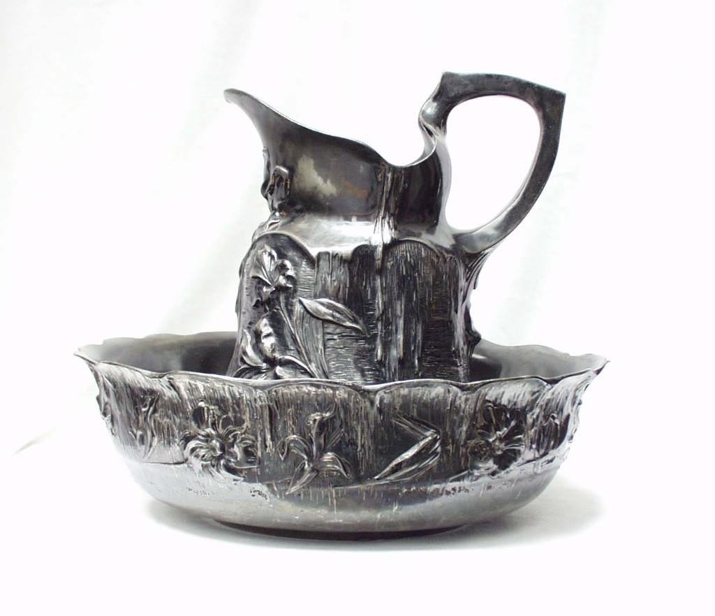 Art Nouveau Lampetstel - Tin., Antiek en Kunst, Antiek | Woonaccessoires, Ophalen of Verzenden