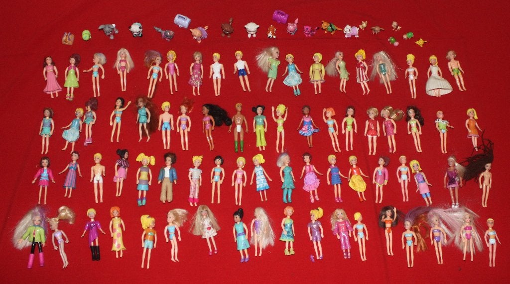 enorm veel polly pocket, + 70 poppetjes met veel kleding, Ophalen, Gebruikt