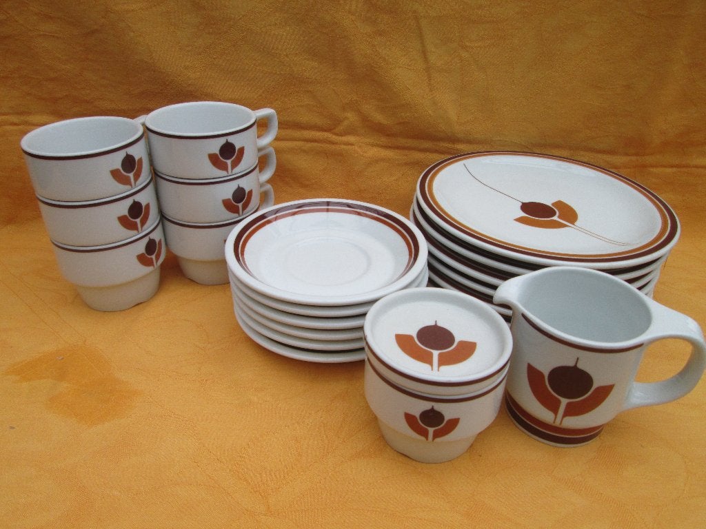 20 delig retro koffieservies, Ophalen, Overige merken, Vintage, Zo goed als nieuw