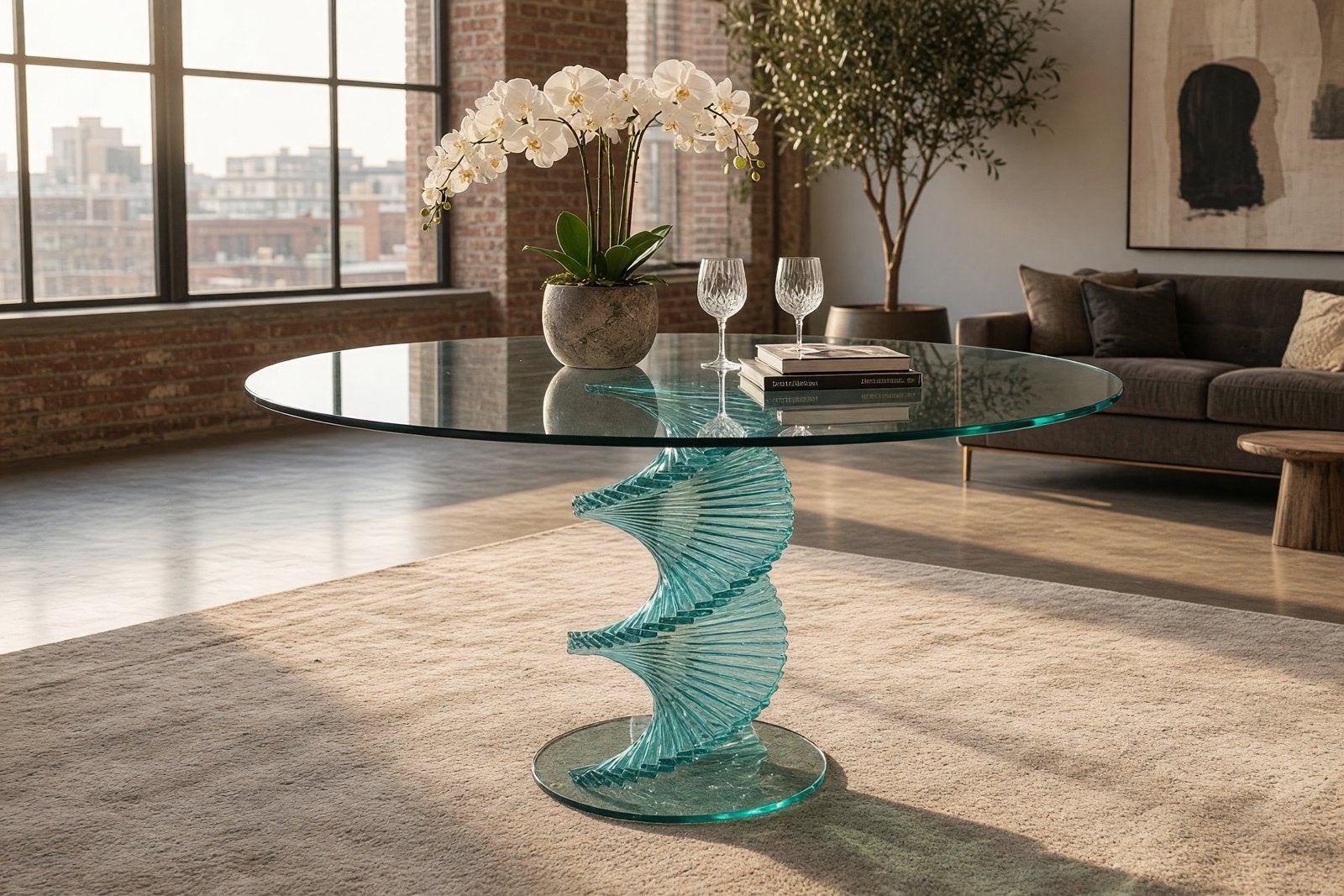 Vintage twisted glazen jaren 90 design tafel, Ophalen of Verzenden